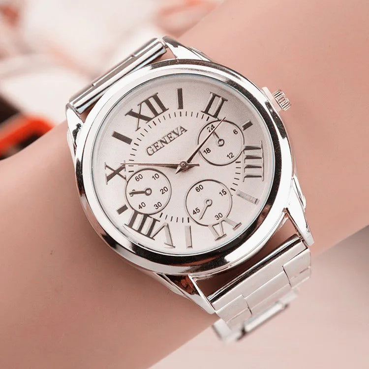 2024 New Brand 3 Eyes Gold Geneva Casual Quartz Watch Women Stainless Steel Dress Watches Relogio Feminino Ladies Clock Hot Sale