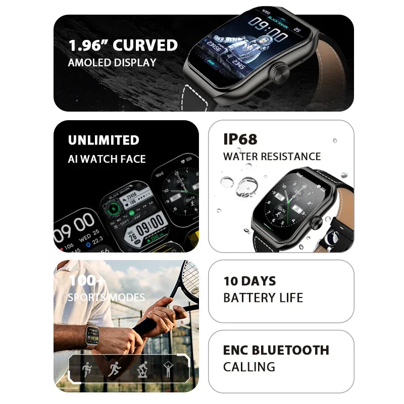 Black Shark Watch GT3 Global Version 24H Health Monitoring 1.96'' Curved Display 10 Days Battery Life 100+ Sport Modes IP68