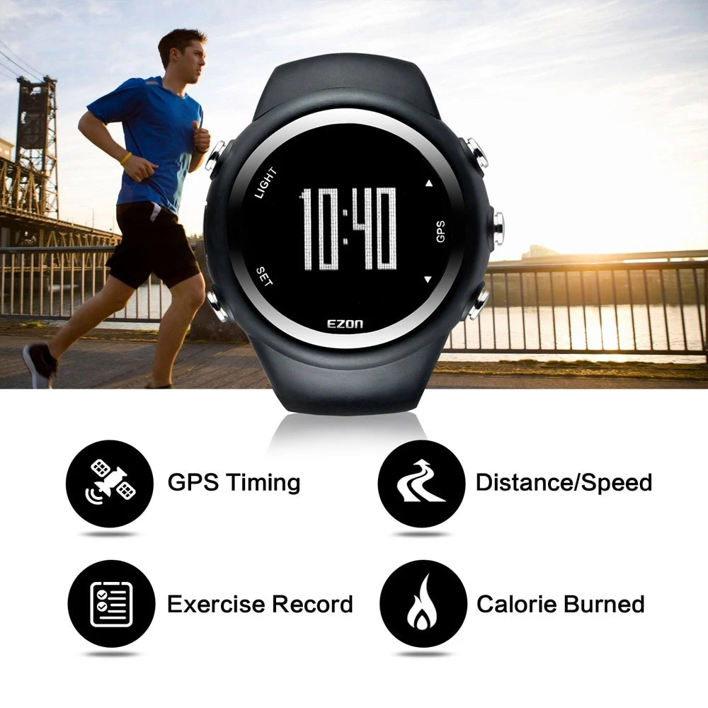 Top Brand EZON T031 Rechargeable GPS Timing Watch Running Fitness Sports Watches Calories Counter Distance Pace 50M Waterproof